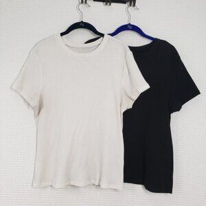No Boundaries Ribbed Baby T-Shirts Womens XXL White Black Stretch Layering 2pk
